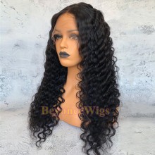 Brazilian human hair Pre plucked bleached deep wave 360 lace wig--BYC349
