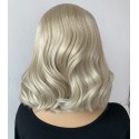 European hair 12inch dark roots silver color wave bob 13*4 lace front wig--BYC689