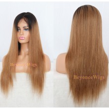 Brazilian human hair ombre light yaki Gluless full lace silk top wig--BYC230