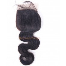 100% virgin human hair body wave 4*4 silk based closure--BYC725