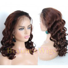 Brazilian human hair Pre plucked medium brown loose wave 360 lace wig--BYC337