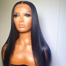 Brazilian human hair Pre plucked bleached silk straight 13X6 lace front wig--BYC563