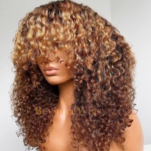 Ready to wear Blonde Bang curly 360 frontal wig - BYC331