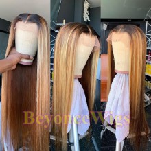 Brazilian human hair Pre plucked blonde silk straight 360 lace wig--BYC330