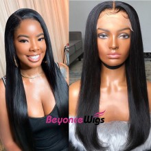 100% human hair 5*5 HD closure silk straight wig--BHD004