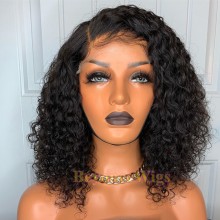 Brazilian human hair Pre plucked bleached curly bob 360 lace wig--BYC348