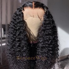 100% human hair 5*5 HD closure kinky curl wig--BHD006
