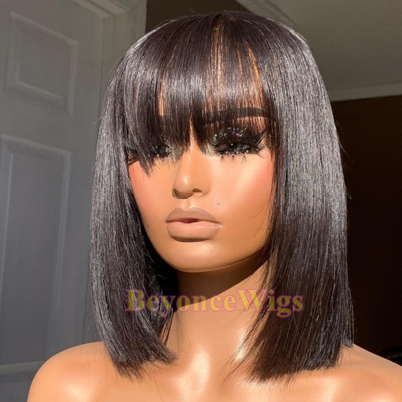 10a Grade 136 Lace Blunt Cut Bang Bob Wig Byc548 