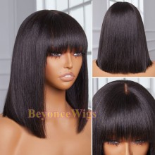 100% brazilian virgin human hair blunt cut bang bob wig--BYC351