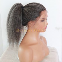 brazilian virgin Grey mixed kinky straight glueless full lace wig--BYC002