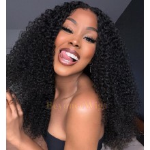 Brazilian human hair Pre plucked bleached messy curl 360 lace wig--BYC352